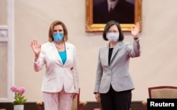 FILE - U.S. House of Representatives Speaker Nancy Pelosi attends a meeting with Taiwan President Tsai Ing-wen at the presidential office in Taipei, Taiwan August 3, 2022. (Taiwan Presidential Office/Handout via REUTERS)