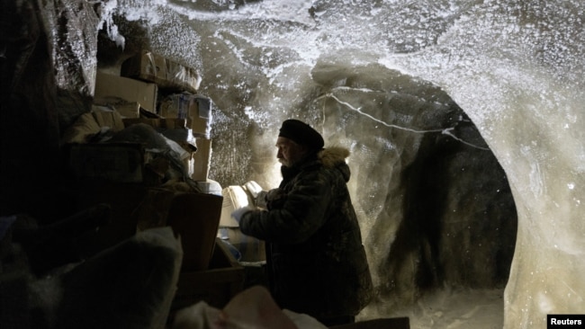 Sergey Zimov, 66, a scientist who works at Russia's Northeast Science Station, checks materials stored underground in the permafrost at the Pleistocene Park outside the town of Chersky, Sakha (Yakutia) Republic, Russia, September 13, 2021. (REUTERS/Maxim Shemetov/File Photo)