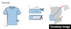 Making face mask from T-shirt. (Courtesy the CDC)