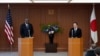 로이드 오스틴(왼쪽) 미 국방장관과 하마다 야스카즈 일본 방위상이 1일 도쿄에서 회담 직후 공동회견하고 있다. 