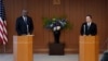 美国国防部长奥斯汀与日本防卫大臣滨田靖一在东京举行会谈后召开联合记者会。（2023年6月1日）