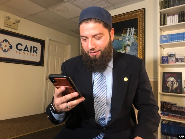 Hassan Shibly, lawyer for 24-year-old Hoda Muthana, 24, is pictured in his office in Tampa, Fla., Feb. 20, 2019. The United States said Wednesday that it would refuse to take back Muthana, a U.S.-born Islamic State propagandist, who wants to return from Syria, saying that she is no longer a citizen.