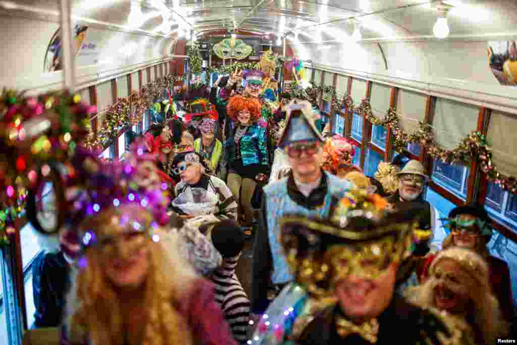 Members of the Funky Uptown Krewe parade as Twelfth Night kicks off Carnival season in New Orleans, Louisiana, Jan. 6, 2025.