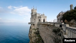 A general view shows the Swallow's Nest castle overlooking the Black Sea outside the Crimean town of Yalta, March 28, 2014.