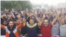 In this photo of sugar plantation workers who began a protest in Shush, Iran, Nov. 5, 2018, two protest leaders detained for alleged security offenses can be seen: Moslem Armand (left) and Ismail Bakhshi (second from left).