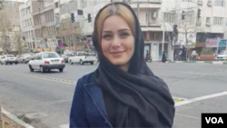 FILE - Maryam Shariatmadari was one of the “Girls of Enghelab [revolution] Street” who participated in protests against Iran’s compulsory hijab in 2017. 