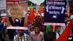 Protestors call for better working conditions for garment workers during a May Day rally in Dhaka, Bangladesh. 