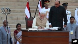 Narendra Modi Sworn In as India's Prime Minister, May 26, 2014. 
