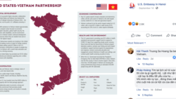 Ảnh bản đồ Việt Nam đã được thay đổi trên trang Facebook của Đại sứ quán Hoa Kỳ tại Hà Nội.