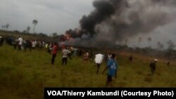 Crash d’avion à Kinshasa, aucun survivant, 30 septembre 2017. (VOA/Thierry Kambundi)