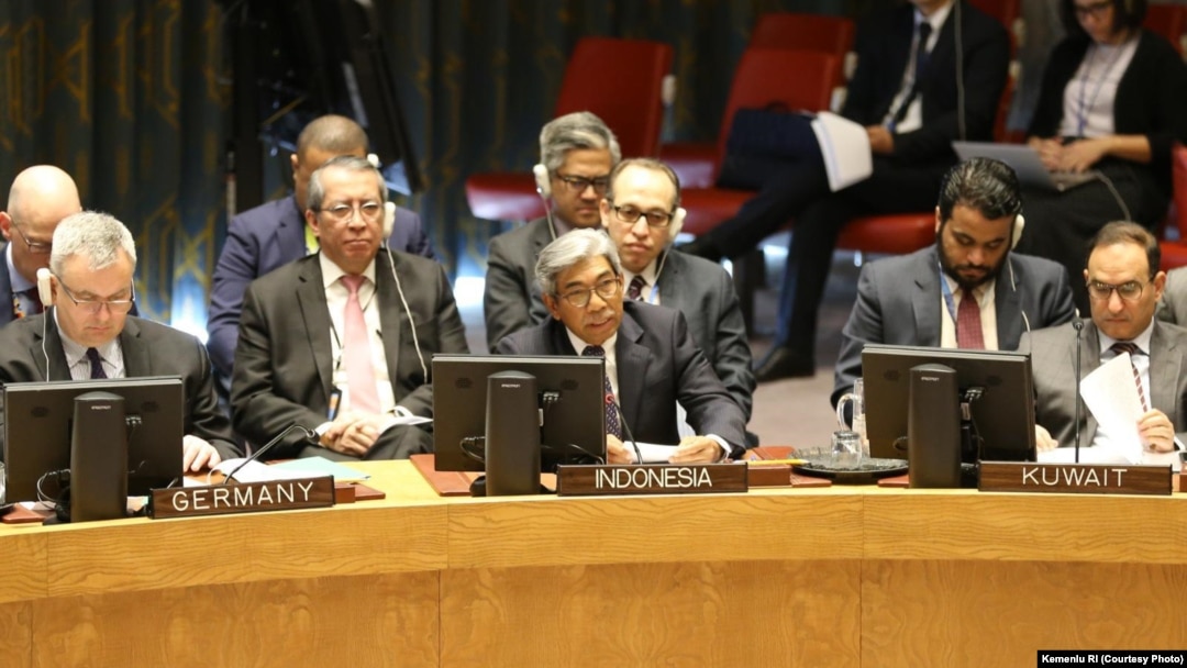 Wakil Menteri Luar Negeri A.M. Fachir dalam sidang debat terbuka Dewan Keamanan PBB di New York hari Kamis (28/3) (courtesy: Kementrian Luar Negeri RI).