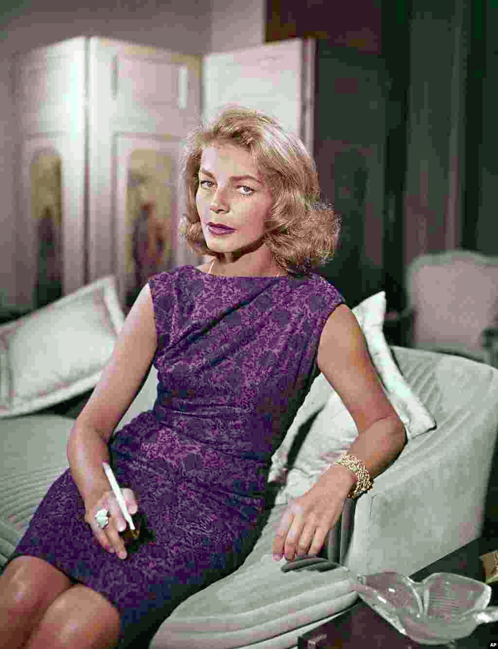 Actress Lauren Bacall at her home in New York, 1965. Bacall, the sultry-voiced actress died in New York, Aug. 12, 2014.