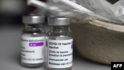 Phials of the Astra-Zeneca Covid-19 vaccine 