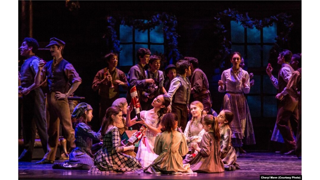 Joffrey Ballet company member Amanda Assucena as Marie receives a gift of a nutcracker in Christopher Wheeldon’s new production.