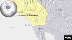 A map showing the location of San Bernardino, California