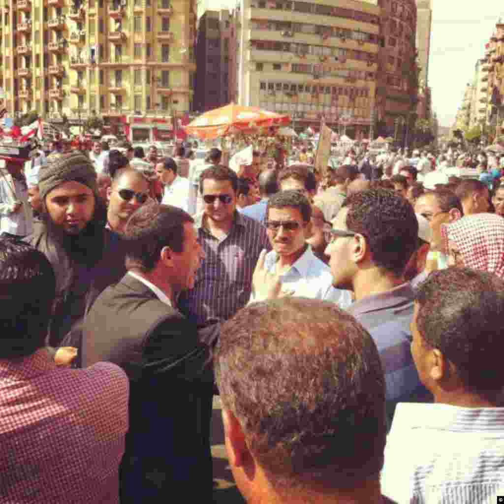 A debate brews among Tahrir Square protesters after a weekend of Egypt elections on June 15th, 2012 in Cairo.