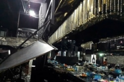 The collapsed structure of a nightclub where several athletes competing at the World Aquatics Championships were dancing is pictured in Gwangju, South Korea, July 27, 2019.