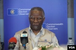 Thabo Mbeki, leader of the commonwealth observer mission for the Malawi elections, says it is still premature to declare the electoral process fair. May 23, 2019. (L. Masina/VOA)