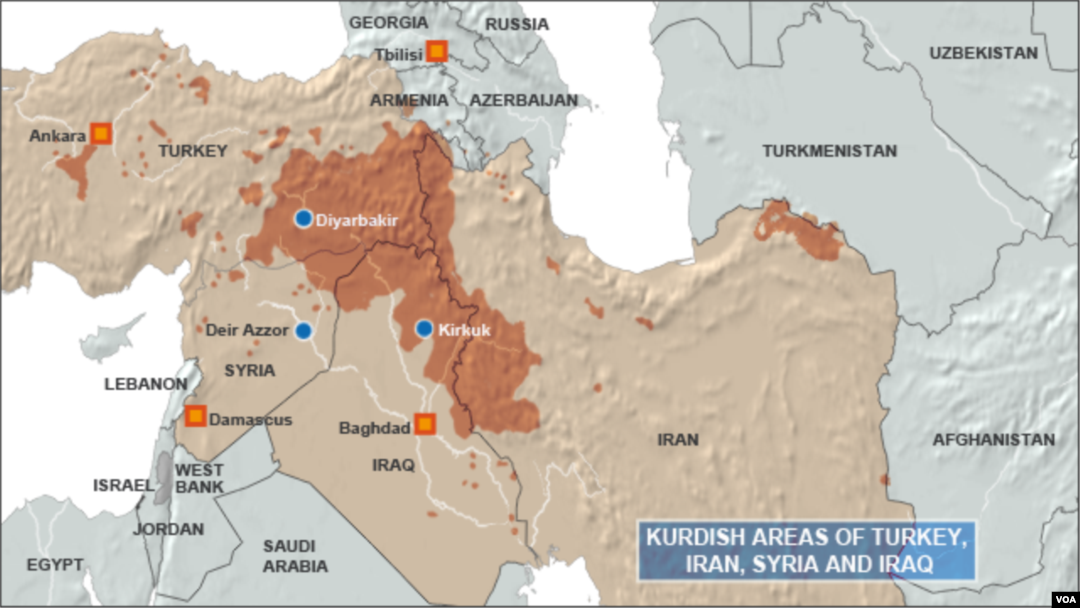 Kurdish Areas of Turkey, Iran, Syria and Iraq