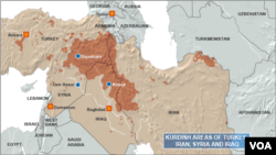 Kurdish Areas of Turkey, Iran, Syria and Iraq