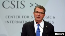 FILE - U.S. Defense Secretary Ash Carter speaks at the Center for Strategic and International Studies in Washington, Oct. 28, 2016. Carter is continuing to talk with Turkey about a bid to take Raqqa, Syria, the Islamic State stronghold.