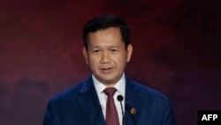 ကမ္ဘောဒီးယားဝန်ကြီးချုပ် Hun Manet အာဆီယံစီးပွါးရေးနဲ့ရင်းနှီးမြှုကပ်နှံမှုဆိုင်ရာညီလာခံမှာ မိန့်ခွန်းပြောစဥ်။ (စက်တင်ဘာ ၄၊ ၂၀၂၃) 