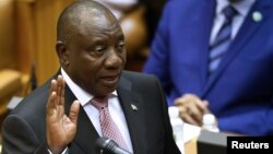 President Cyril Ramaphosa takes an oath as he is sworn in as a Member of Parliament in Cape Town, South Africa, May 22, 2019.