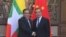 တရုတ်နိုင်ငံခြားရေး ဝန်ကြီးနဲ့ နိုင်ငံတော် အတိုင်ပင်ခံပုဂ္ဂိုလ်ရုံး ပြည်ထောင်စု ဝန်ကြီး ဦးကျော်တင့်ဆွေတို့ တွေ့ဆုံဆွေးနွေး။ (ဓာတ်ပုံ - နိုင်ငံတော် အတိုင်ပင်ခံပုဂ္ဂိုလ်ရုံး Facebook) 