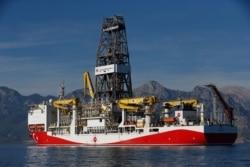 In this photo taken on Oct. 30, 2018, Turkey's new oil and gas drillship 'Conquerer' is seen off the coast of Antalya, southern Turkey.