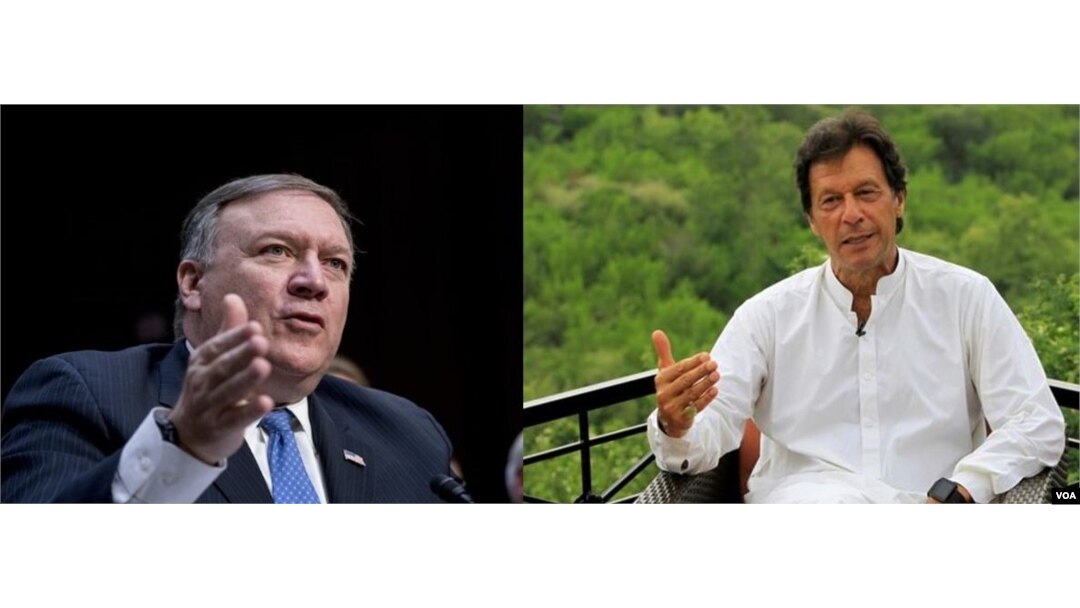 U.S. Secretary of State Mike Pompeo and Pakistani Prime Minister Imran Khan are seen in a combination of file photos.