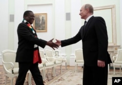 President Emmerson Mnangagwa and Russian leader Vladmir Putin in Moscow.