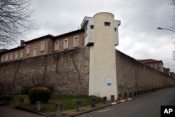 FILE - The exterior of Fresnes prison is seen outside Paris, France, Jan. 15, 2018.