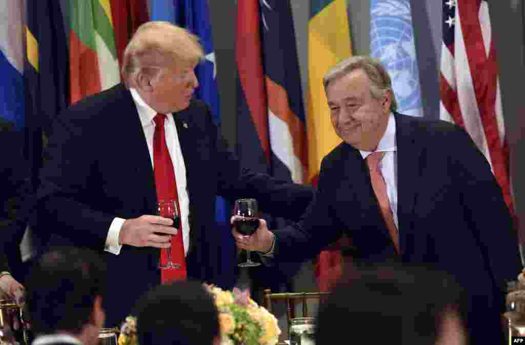 حضور پرزیدنت ترامپ در یک ناهار رسمی کاری به میزبانی آنتونیو گوترش، دبیرکل سازمان ملل متحد در نیویورک