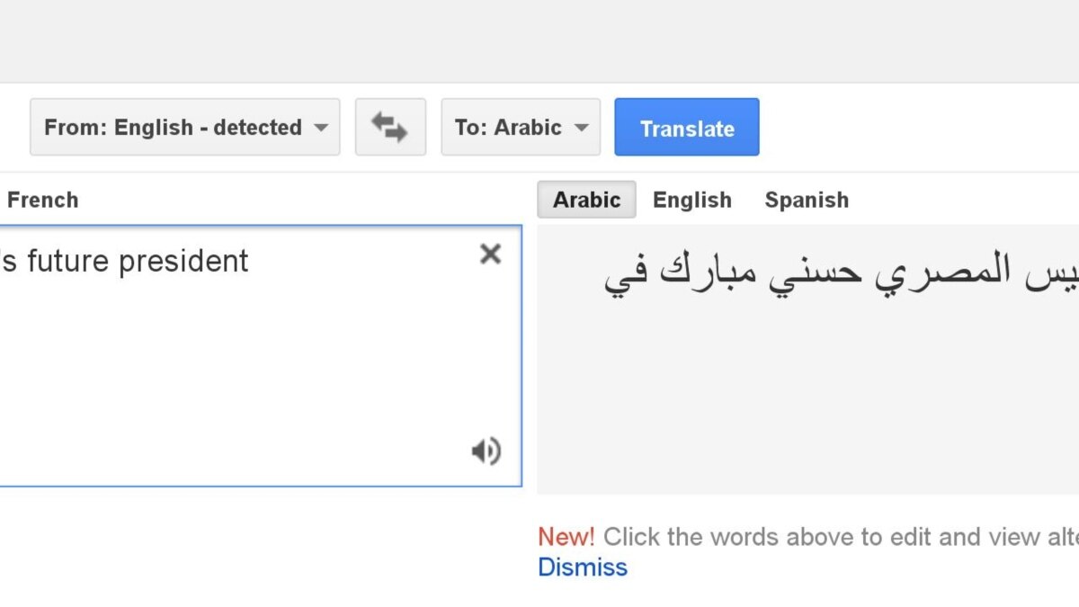 Google Translate Misfires on Egypt's Future President