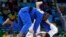 File: In this representative illustration, France's Cyrille Maret, white, competes against Mali's Ayouba Traore during the men's 100-kg judo competition at at the 2016 Summer Olympics in Rio de Janeiro, Brazil, Thursday, Aug. 11, 2016.
