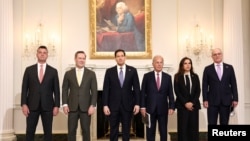 Marco Rubio meets with Israeli Ambassador Leiter and Lebanese Ambassador Moawad at the State Department in Washington, April 14, 2026.
