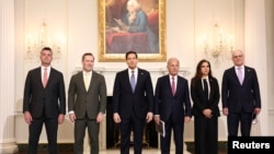 Civîna Balyozên Îsraîlê û Libnanê ligel Wezîrê Derve yê Amerîkayê Marco Rubio, 14'ê Nîsanê, 2026.
