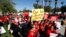 Arizona teachers and education advocates march at the Arizona Capitol highlighting low teacher pay and school funding Wednesday, March 28, 2018, in Phoenix. (AP Photo/Ross D. Franklin)
