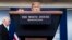 President Donald Trump speaks about the coronavirus, with Vice President Mike Pence nearby, in the James Brady Press Briefing Room of the White House, April 24, 2020, in Washington, D.C.