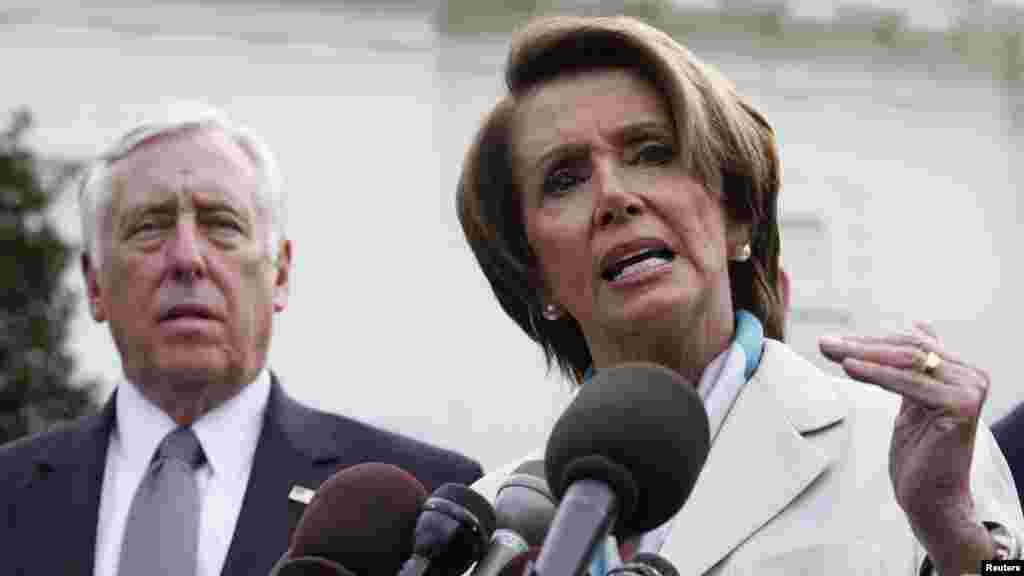 Minority Leader Nancy Pelosi speaks to the media after a meeting with U.S. President Barack Obama.