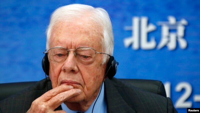 美國前總統卡特在北京大學的座談會上（資料照片，2012年12月12日）