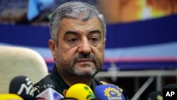 Commander of Iran's Revolutionary Guard, Gen. Mohammad Ali Jafari, says Oct. 8, 2017, the U.S. should move its military bases farther from Iran's borders if it imposes new sanctions against Tehran, the official IRNA news reports.
