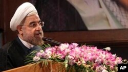 Presiden baru Iran, Hassan Rouhani saat berbicara di sebuah konferensi di Tehran, Iran (29/6).