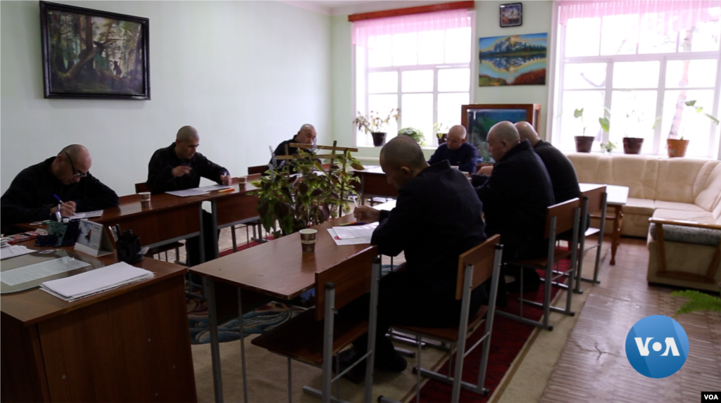 Inmates taking psychology test at Colony Number 7, Tavaksay, Tashkent, Uzbekistan