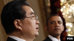 El presidente Barack Obama con el mandatario chino, Hu JIntao, en Washington.