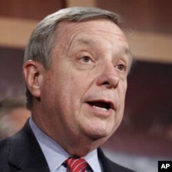 Sen. Richard Durbin, D-Ill., speaks during a news conference about the "Dream Act" during an unusual Saturday session on Capitol Hill in Washington, D.C., 18 Dec 2010