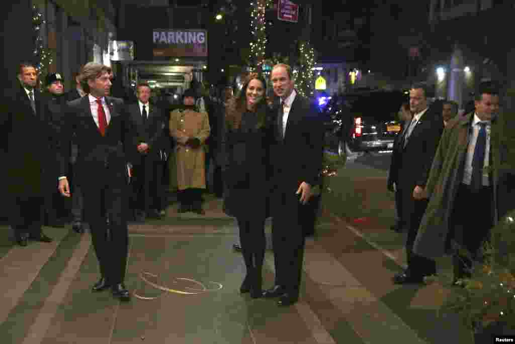 Britain's Prince William, Duke of Cambridge, and his wife Catherine, Duchess of Cambridge, arrive at the Carlyle hotel in New York, Dec. 7, 2014.