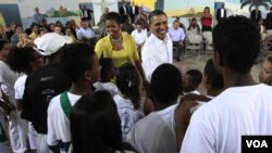 La visita del presidente Barack Obama y la primera dama Michelle Obama, generó un clima de fiesta en Ciudad de Dios.