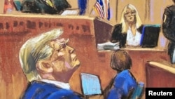 ARCHIVO: Un momento del juicio en Nueva York al expresidente de EEUU Donald Trump por pagos para silenciar a la actriz porno Stormy Daniels el 30 de mayo de 2024.