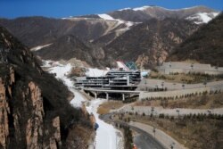 FILE - A general view shows the National Alpine Skiing Center, a venue of the 2022 Winter Olympic Games, in Beijing's Yanqing district, Feb. 5, 2021.